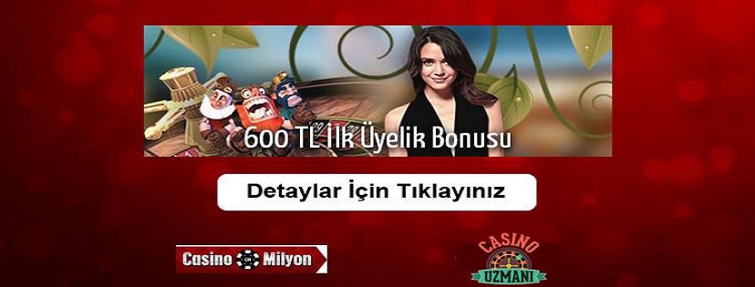 Casinomilyon Hoşgeldin Bonusu 600 TL