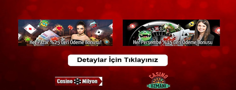 Casinomilyon iade Bonusları