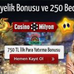 Casinomilyon 750 TL ilk üyelik Bonusu